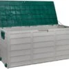 Boîte De Rangement Mobile Teien Jardin 245 Litres - Boîte De Jardin / Boîte De Rangement / Armoire De Jardin / Boîte à Coussins De Jardin - 112x54x50 Cm - Vert Et Blanc