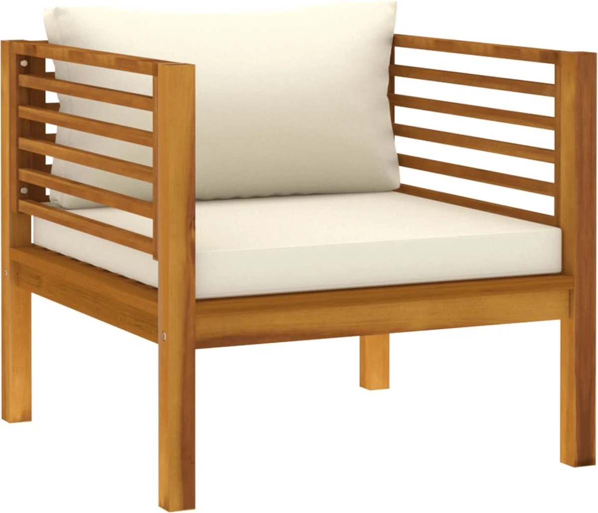 Furniture Limited - Ensemble De Salon 5 Pièces Avec Coussins De Couleur Crème En Bois D'acacia Massif 8 Furniture Limited - Ensemble De Salon 5 Pièces Avec Coussins De Couleur Crème En Bois D'acacia Massif – Image 8