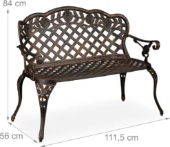 Relaxdays Banc De Jardin 2 Places - Banc D'extérieur Aluminium - Banc De Jardin Roses - Banc D'extérieur Noir-bronze -Jardin Meubles Magasin 1200x1033 1