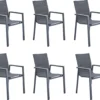 Set - Lot De 6 Chaises De Jardin ORION GAMMA II Avec Accoudoirs - 6 Fauteuils De Jardin - Empilables - Chaises De Terrasse - Chaises De Chaises De Salle à Manger - Aluminium - Textilène - Anthracite