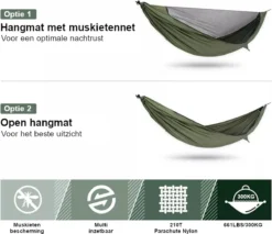 Hamac Hikr - 2 Personnes - Nylon Premium 210T - Bushcraft - Moustiquaire & Moustiquaire - Hamac De Voyage 300KG - Survie - Plein Air - Randonnée - Moustiquaire - Léger -Jardin Meubles Magasin 1200x1037 1