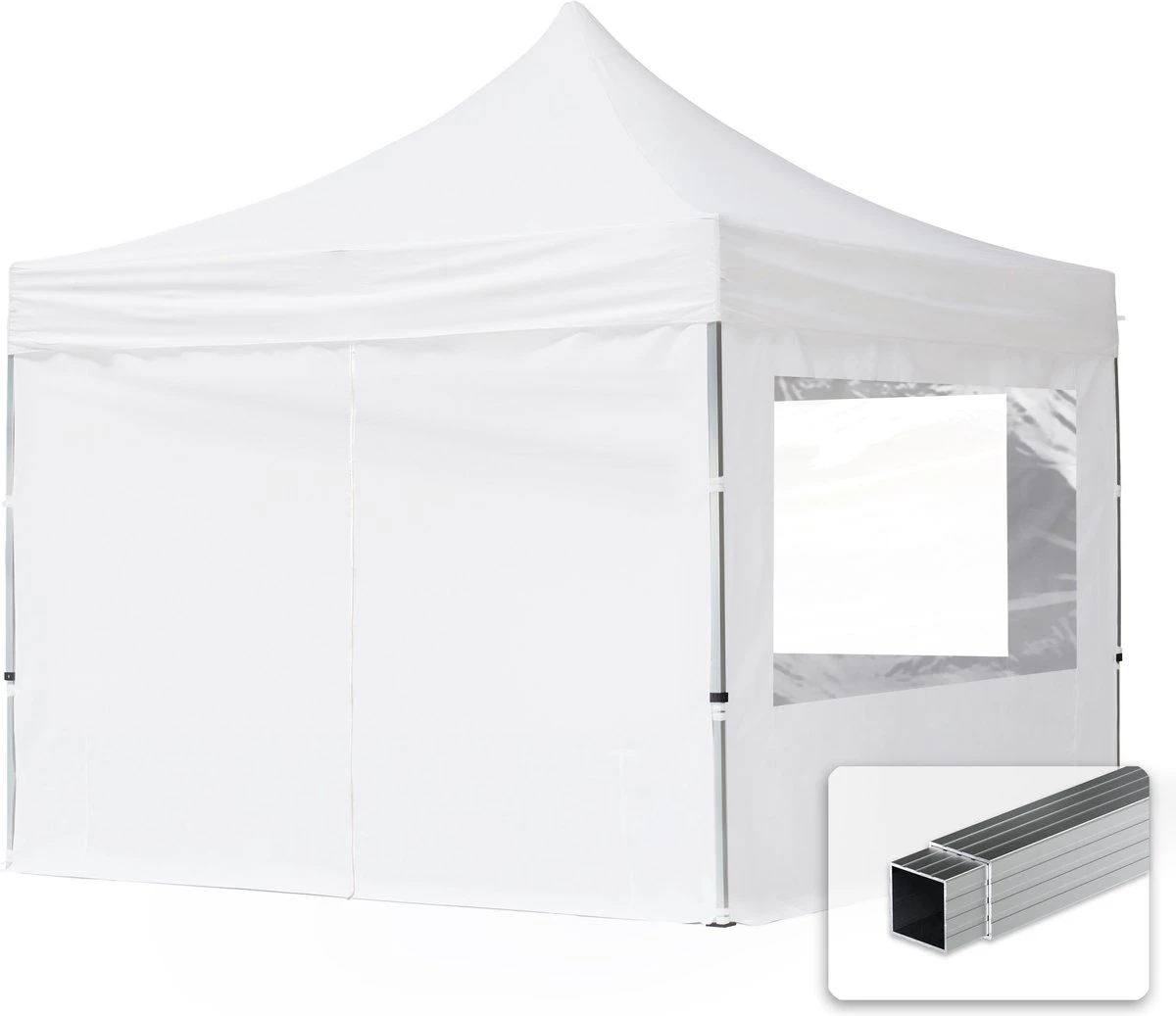 Pavillon Pliant, Tente Pliante, 3 X 3 M, 4 Parties Latérales 32 Mm, Pavillon En Aluminium, Tente De Réception, PES300, 100 % étanche, Blanc 1 Pavillon Pliant, Tente Pliante, 3 X 3 M, 4 Parties Latérales 32 Mm, Pavillon En Aluminium, Tente De Réception, PES300, 100 % étanche, Blanc