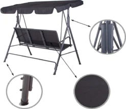 Banc De Balançoire Springos | Fiona-Swing | 3 Places | Imperméable à L'eau | Auvent Réglable | 150 X 170 X 109 Cm | Noir 24 Banc De Balançoire Springos | Fiona-Swing | 3 Places | Imperméable à L'eau | Auvent Réglable | 150 X 170 X 109 Cm | Noir -Jardin Meubles Magasin 1200x1038 1