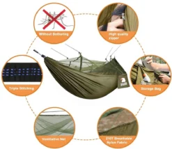 Hamac Covacure Pour 2 Personnes, Avec Moustiquaire, Ultra-léger, Respirant, à Séchage Rapide, Matière : Toile De Parachute, Pour Le Camping, Les Voyages, La Plage Et Le Jardin, Charge Maximale : 200 Kg -Jardin Meubles Magasin 1200x1041