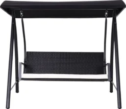 Outsunny Hollywood Balançoire Balançoire En Polyrotin Balançoire De Jardin 3 Places Avec Toit Noir 867-018 -Jardin Meubles Magasin 1200x1041 5