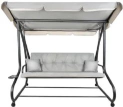 Balançoire De Jardin De Luxe Oneiro Avec Moustiquaire - Gris - ø 168x180x110cm - Hamac - Hamac Avec Support - été - Jardin - Articles De Jardin - Relax - Meubles De Jardin