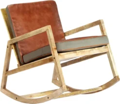 Prolenta Premium - Rocking Chair - Rocking Chair Cuir Véritable Et Bois De Manguier Massif Marron - Marron - Rocking Chair -Jardin Meubles Magasin 1200x1042 2