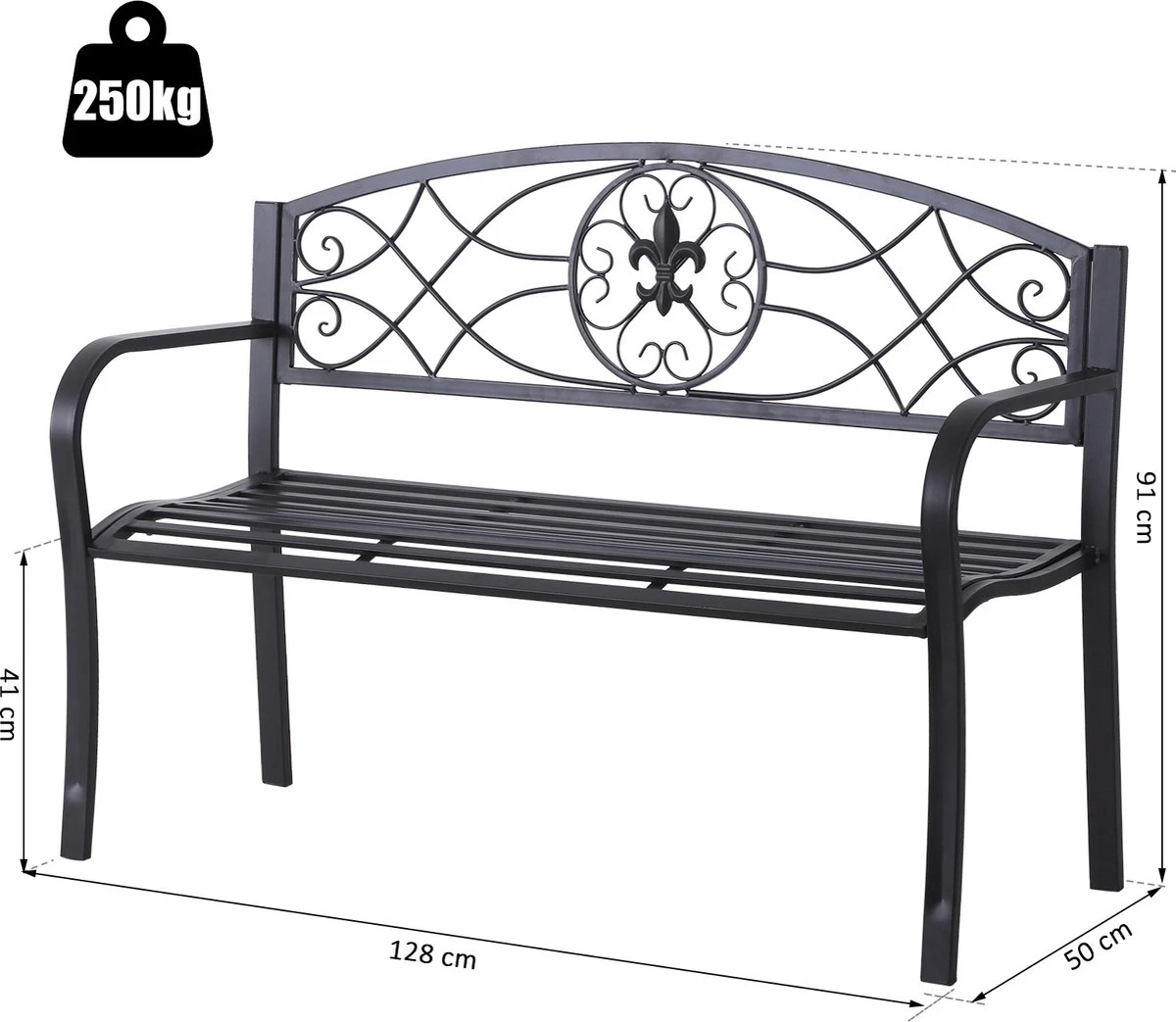 Outsunny Canapé De Jardin 2 Places Banc Mobilier De Jardin Canapé En Métal Avec Accoudoirs Inoxydable 84B-284 2 Outsunny Canapé De Jardin 2 Places Banc Mobilier De Jardin Canapé En Métal Avec Accoudoirs Inoxydable 84B-284 – Image 2