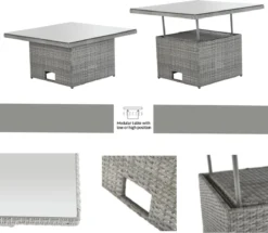 NATERIAL - Salon De Jardin DAVOS - 6 Personnes - Aluminium - Rotin Plastique - Grijs - Salon De Jardin - Salon De Jardin - Polyrotin -Jardin Meubles Magasin 1200x1043 3