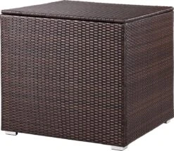 Casaria Coffre De Rangement 75x75x70cm Idéal Coussin Polyrotin Résistant Intempéries Revêtement Brun -Jardin Meubles Magasin 1200x1043 5