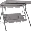 Balancelle | Luna-Balançoire | 3 Places | Imperméable à L'eau | Comprend 2 Coussins | Auvent Réglable | 170 X 110 X 150 Cm | Gris