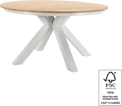 NATERIAL - Table De Jardin Ronde SAN DIEGO - 4 à 6 Personnes - Ø 140 X 75 Cm - Eucalyptus FSC - Aluminium - Wit - Table à Manger D'extérieur - Table Extensible - Rallonge -Jardin Meubles Magasin 1200x1045 6