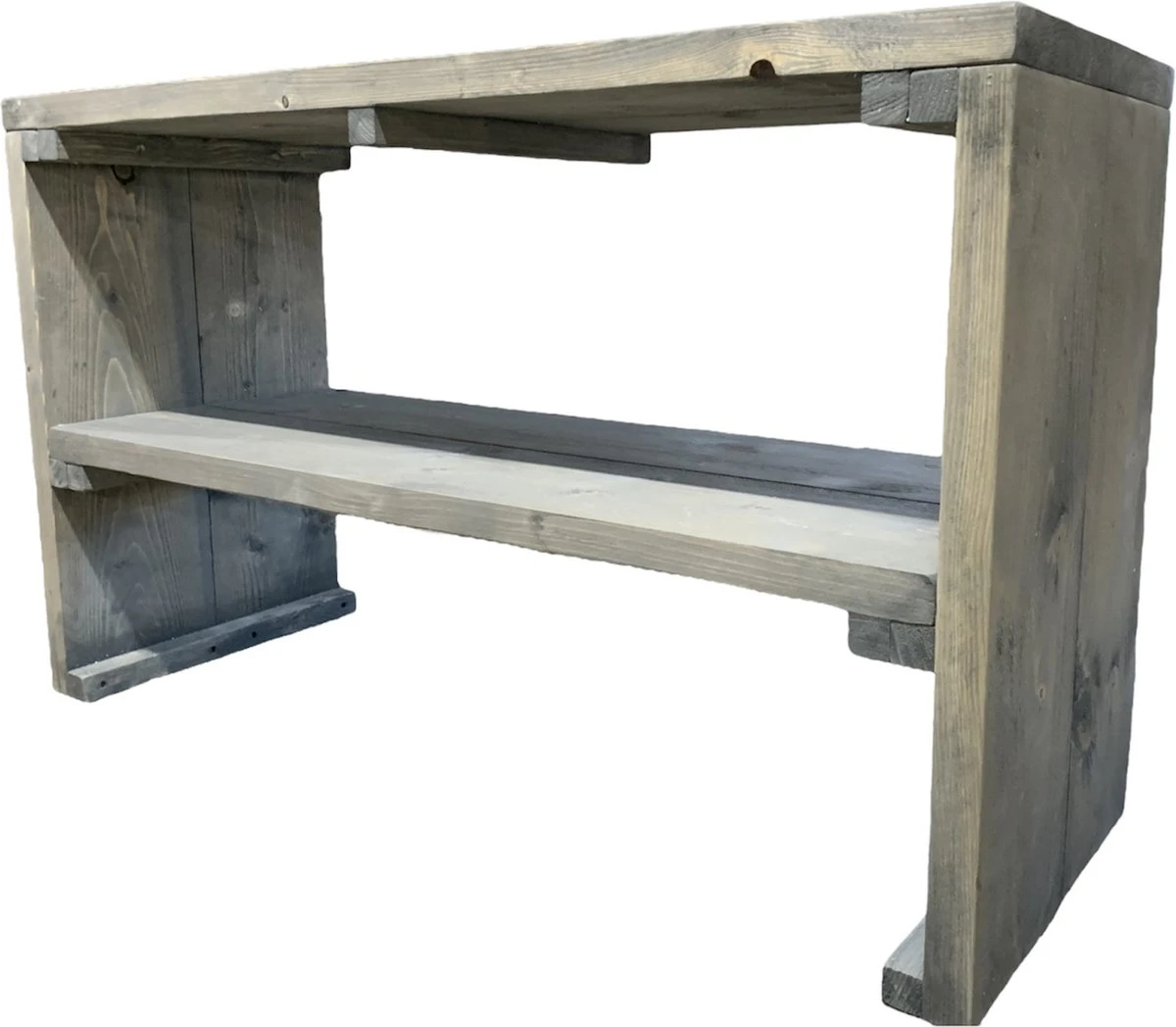 Banc Décoratif / Table D'appoint En Bois D'échafaudage - 100 Cm De Long - Grey Wash - Banc De Jardin - Banc - Table 2 Banc Décoratif / Table D'appoint En Bois D'échafaudage - 100 Cm De Long - Grey Wash - Banc De Jardin - Banc - Table – Image 2
