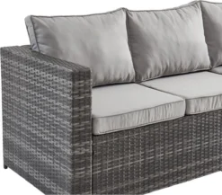 MYLIA Salon De Jardin En Résine Tressée : 1 Canapé 3 Places, 2 Fauteuils, 1 Pouf Et Une Table Basse - Grijs - ANORI L 177 Cm X H 62 Cm X P 72 Cm -Jardin Meubles Magasin 1200x1053 1