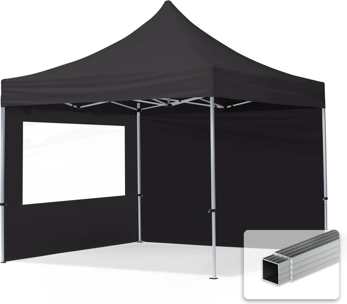 Pavillon Pliant, Tente Pliante, 3 X 3 M, 2 Parties Latérales 32 Mm, Pavillon En Aluminium, Tente De Réception, PES300, 100 % étanche, Noir 1 Pavillon Pliant, Tente Pliante, 3 X 3 M, 2 Parties Latérales 32 Mm, Pavillon En Aluminium, Tente De Réception, PES300, 100 % étanche, Noir