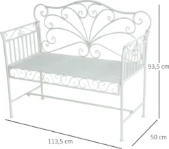 Outsunny Banquette De Jardin Banc Fleuri Banc De Parc Mobilier De Jardin 2 Places Métal Blanc 84B-077 11 Outsunny Banquette De Jardin Banc Fleuri Banc De Parc Mobilier De Jardin 2 Places Métal Blanc 84B-077 -Jardin Meubles Magasin 1200x1055