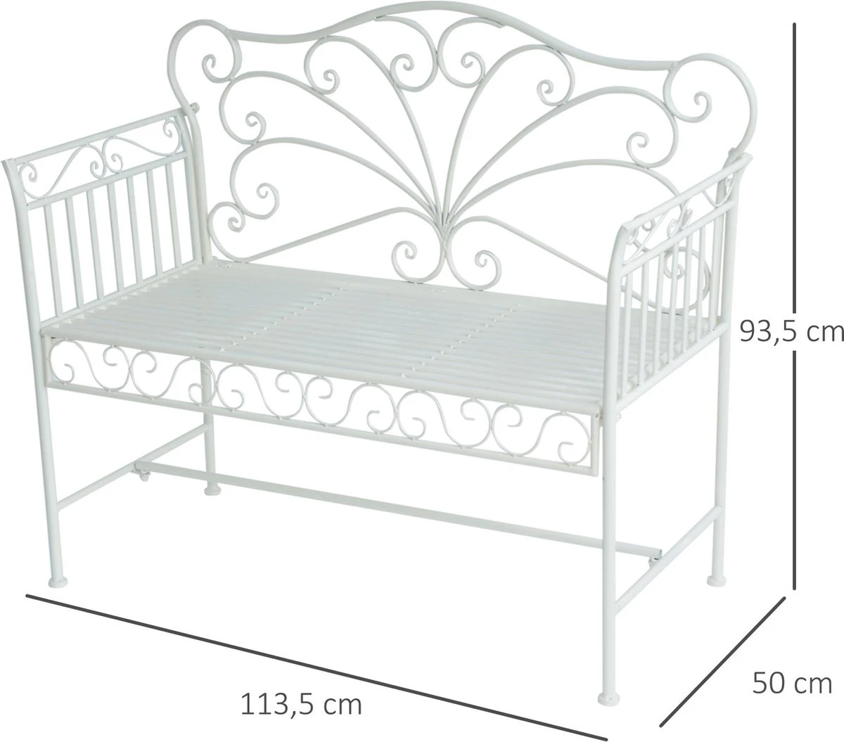 Outsunny Banquette De Jardin Banc Fleuri Banc De Parc Mobilier De Jardin 2 Places Métal Blanc 84B-077 4 Outsunny Banquette De Jardin Banc Fleuri Banc De Parc Mobilier De Jardin 2 Places Métal Blanc 84B-077 – Image 4