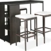 Ensemble De Bar De Jardin Premium - Ensemble De Bar De Jardin 5 Pièces Avec Coussins Poly Rotin Marron
