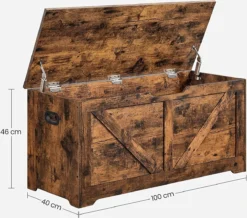 Songmics VASAGLE Meuble De Rangement, Coffre à Jouets, Banc à Chaussures, Coffre à Siège, Coffre De Rangement, Banc Avec Rangement, Style Campagnard, Charnières De Sécurité, 100 X 40 X 46 Cm, Marron Vintage LSB060T01 -Jardin Meubles Magasin 1200x1061