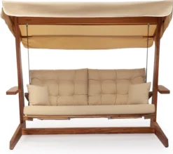 Aida Sia 2400 - Balançoire - 228cm - Beige/Camel - Extensible - Huile De Montage Et D'entretien Incluse - Housse De Protection Offerte