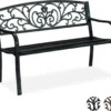 Relaxdays Banc De Jardin Antique - Banc De Parc - Banc De Balcon Deux Places - Fonte - Banc De Jardin Noir-vert
