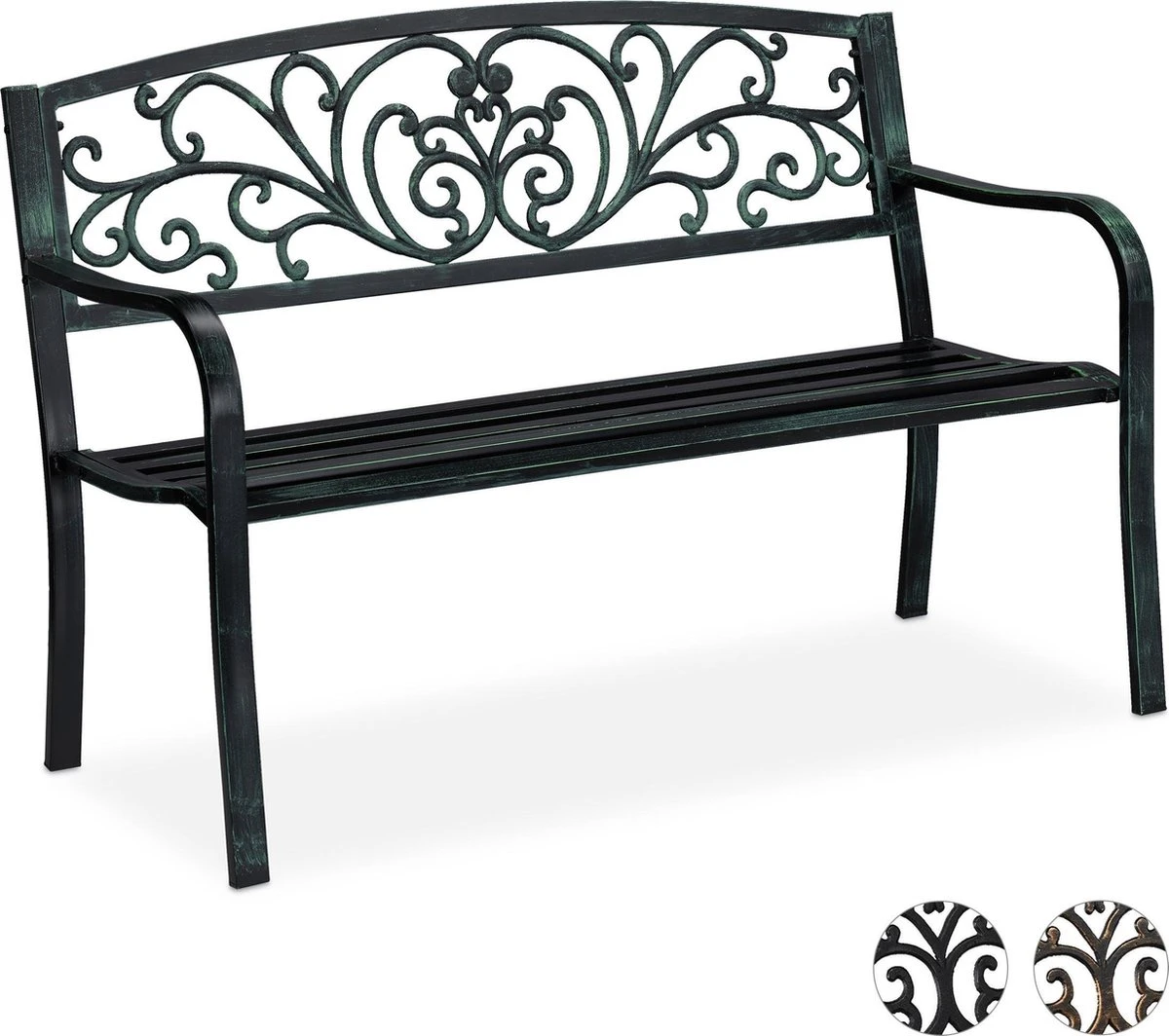 Relaxdays Banc De Jardin Antique - Banc De Parc - Banc De Balcon Deux Places - Fonte - Banc De Jardin Schwarz-Bronze 11 Relaxdays Banc De Jardin Antique - Banc De Parc - Banc De Balcon Deux Places - Fonte - Banc De Jardin Schwarz-Bronze – Image 11