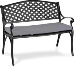 Ensemble Blumfeldt Pozzilli - Banc De Jardin Décoratif - 2 Places - Aluminium Moulé Sous Pression - Avec Coussin D'assise Et Housse 100 % Polyester Hydrofuge