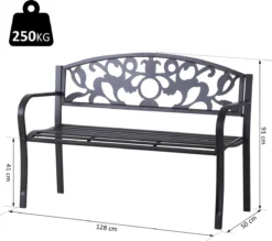 Outsunny Canapé De Jardin 2 Places Banc Mobilier De Jardin Canapé En Métal Avec Accoudoirs Inoxydable 84B-283 -Jardin Meubles Magasin 1200x1065 1