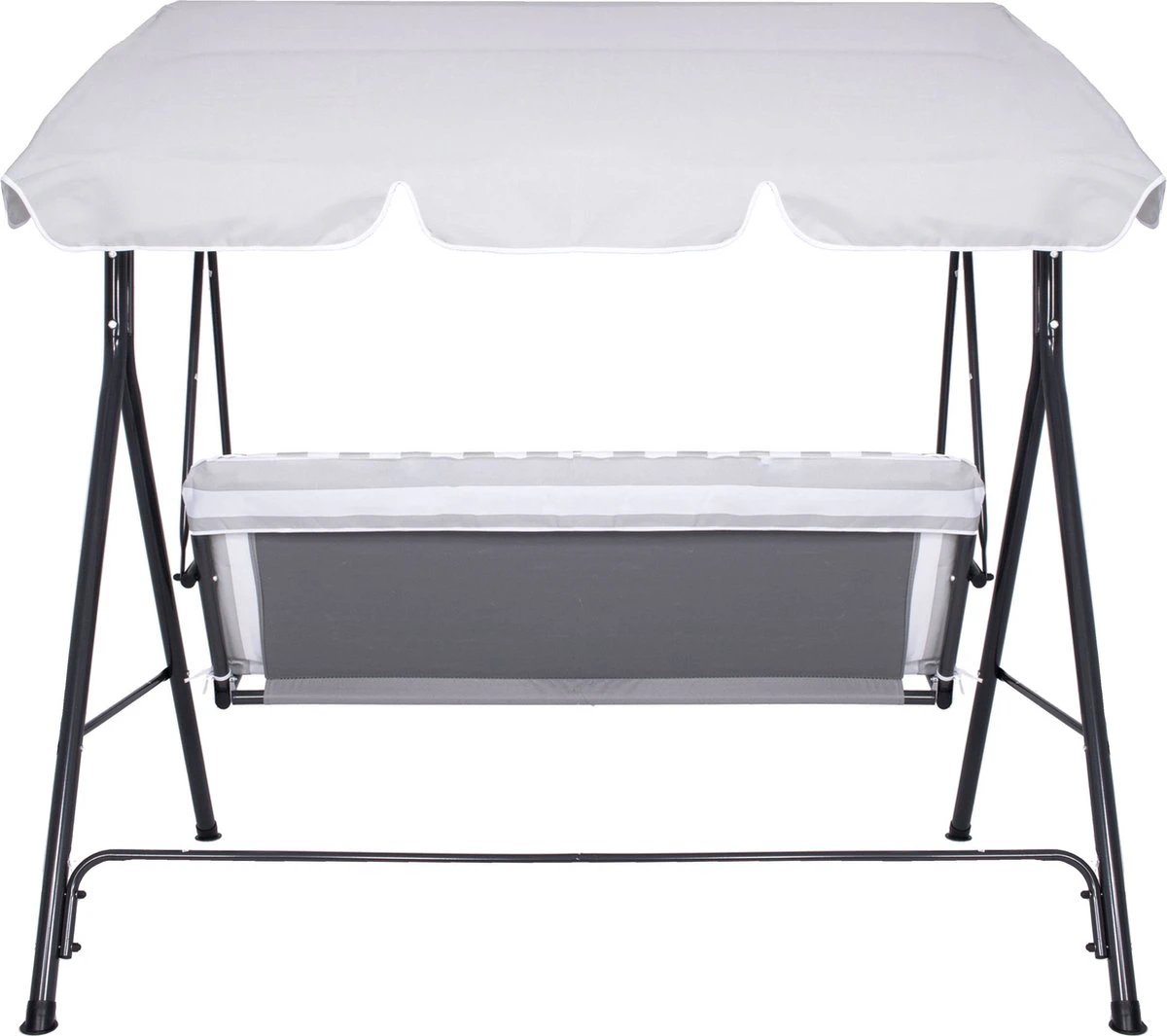 Banc De Balançoire Springos | Luna-Balançoire | 3 Places | Imperméable à L'eau | Comprend 2 Coussins | Auvent Réglable | 170 X 110 X 150 Cm | Rayé Gris Clair 11 Banc De Balançoire Springos | Luna-Balançoire | 3 Places | Imperméable à L'eau | Comprend 2 Coussins | Auvent Réglable | 170 X 110 X 150 Cm | Rayé Gris Clair – Image 11