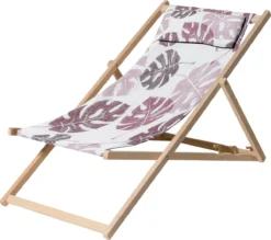 Madison - Chaise De Plage En Bois - Plein Air Donna Pink - Pliable - 90x55x87cm - Chaise De Jardin - Chaise Pliante - Rose
