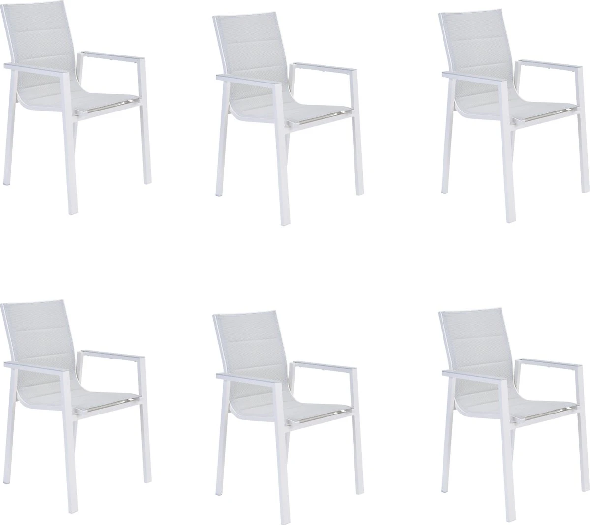 Set - Lot De 6 Chaises De Jardin ORION GAMMA II Avec Accoudoirs - 6 Fauteuils De Jardin - Empilables - Chaises De Terrasse - Chaises De Chaises De Salle à Manger - Aluminium - Textilène - Wit 1 Set - Lot De 6 Chaises De Jardin ORION GAMMA II Avec Accoudoirs - 6 Fauteuils De Jardin - Empilables - Chaises De Terrasse - Chaises De Chaises De Salle à Manger - Aluminium - Textilène - Wit