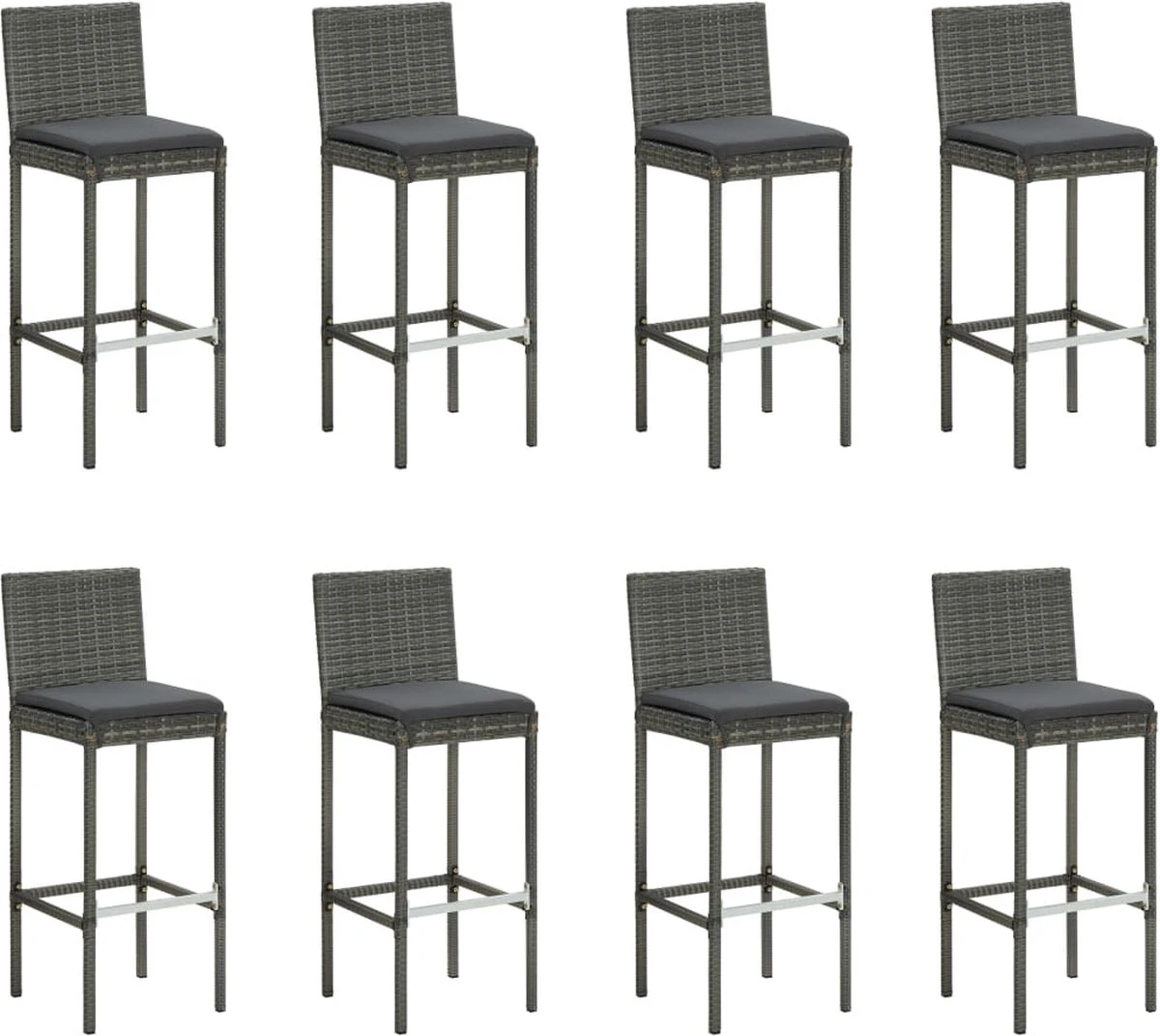 Prolenta Premium - Ensemble De Bar De Jardin 9 Pièces Avec Coussins En Polyrotin Couleur Anthracite 8 Prolenta Premium - Ensemble De Bar De Jardin 9 Pièces Avec Coussins En Polyrotin Couleur Anthracite – Image 8