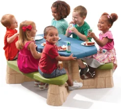 Step2 Naturally Playful Table Picnic Enfant En Vert / Bleu Avec Parasol - Banc Pique Nique Pour Enfants En Plastique -Jardin Meubles Magasin 1200x1076 1