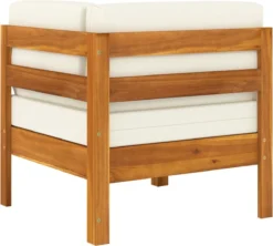 Prolenta Premium - Ensemble De Salon 2 Pièces Avec Coussins Blanc Crème En Bois D'acacia - Maison Et Jardin -Jardin Meubles Magasin 1200x1079