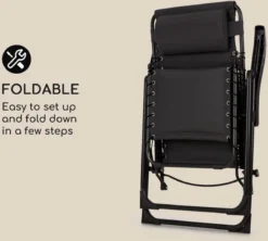 Chaise Longue Blumfeldt California Dreaming, Rembourrée, Structure En Acier, Chaise Longue De Forme Ergonomique Avec Rembourrage Moelleux Et Accoudoirs, Noir -Jardin Meubles Magasin 1200x1080 3