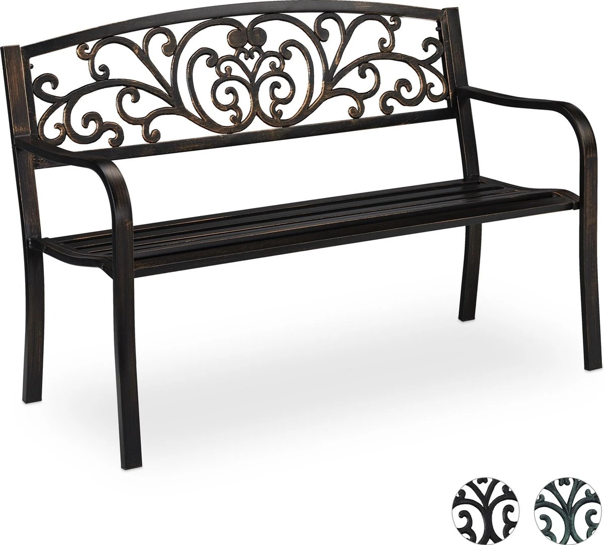 Relaxdays Banc De Jardin Antique - Banc De Parc - Banc De Balcon Deux Places - Fonte - Banc De Jardin Schwarz-Bronze 10 Relaxdays Banc De Jardin Antique - Banc De Parc - Banc De Balcon Deux Places - Fonte - Banc De Jardin Schwarz-Bronze – Image 10