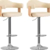 VidaLife Tabourets De Bar De Bar 2 Pcs En Bois Courbé Et Cuir Artificiel Couleur Crème