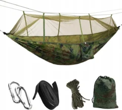 Mivida - Hamac Double Avec Moustiquaire - 260x140 - 200 Kg - Imprimé Militaire - 2 Personnes - Avec Fermeture éclair - Housse De Rangement Incluse - Hamac Avec Moustiquaire - Survie - Hamac - Camping En Plein Air - Camping - Hamac