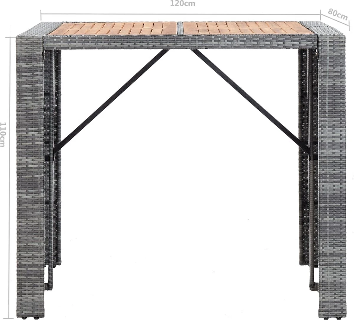 Ensemble De Bar De Jardin Premium - Ensemble De Bar De Jardin 5 Pièces Poly Rotin Et Bois D'acacia Gris 5 Ensemble De Bar De Jardin Premium - Ensemble De Bar De Jardin 5 Pièces Poly Rotin Et Bois D'acacia Gris – Image 5