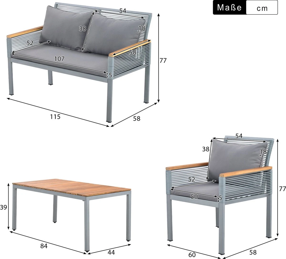 Salon De Jardin Merax - Salon De Jardin Avec Canapé Double - 2 Fauteuils Et Table - Salon De Jardin En Rotin Avec Coussins Gris 6 Salon De Jardin Merax - Salon De Jardin Avec Canapé Double - 2 Fauteuils Et Table - Salon De Jardin En Rotin Avec Coussins Gris – Image 6