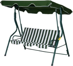 Rocket Balançoire De Jardin Nancy's Benbrook - Banc De Balançoire - Auvent Réglable - Métal - Vert - Wit - Polyester - Mousse -