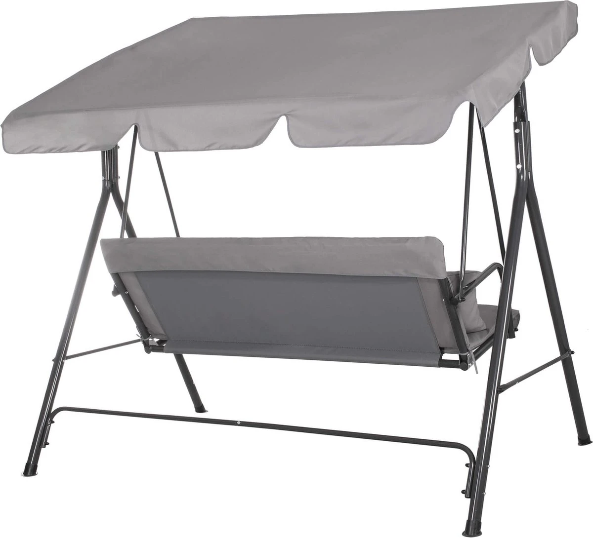 Banc De Balançoire Springos | Luna-Balançoire | 3 Places | Imperméable à L'eau | Comprend 2 Coussins | Auvent Réglable | 170 X 110 X 150 Cm | Gris 8 Banc De Balançoire Springos | Luna-Balançoire | 3 Places | Imperméable à L'eau | Comprend 2 Coussins | Auvent Réglable | 170 X 110 X 150 Cm | Gris – Image 8
