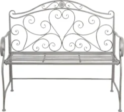 Clayre & Eef Banc De Jardin 5Y0223G 103 * 51 * 94 Cm - Banc En Fer Grijs Banc D'extérieur Mobilier De Jardin De Jardin