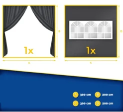 Coazy | Parois Latérales Anthracite Pour Tente De Réception En Vrac 2x | Zijwand Pour Pavillon 3x3 Ou 3x6 | Gazebo 3x3m - Tente De Jardin - Tente De Réception -Jardin Meubles Magasin 1200x1091 1