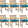 VidaXL Chaises De Jardin De VidaXL 6 Pièces Avec Coussins Bleu Clair Teck Massif
