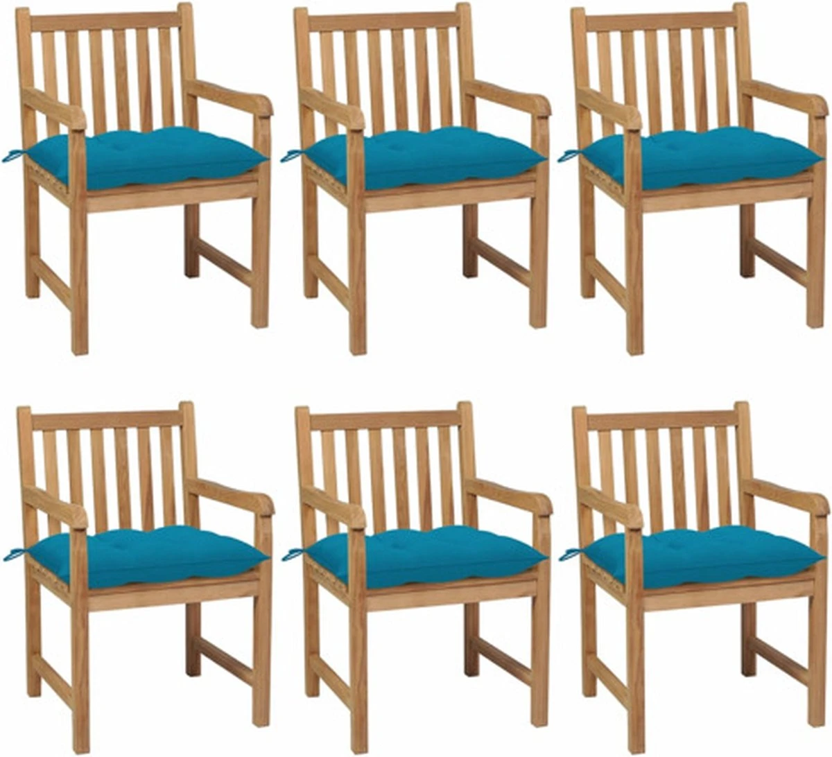 VidaXL Chaises De Jardin De VidaXL 6 Pièces Avec Coussins Bleu Clair Teck Massif 1 VidaXL Chaises De Jardin De VidaXL 6 Pièces Avec Coussins Bleu Clair Teck Massif
