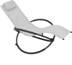 Chaise à Bascule D'extérieur Kamyra® - Chaise Longue, Chaise De Jardin, Chaise Longue - Résistant Aux Intempéries Et Confortable - 152x53x88 Cm - Gris Clair
