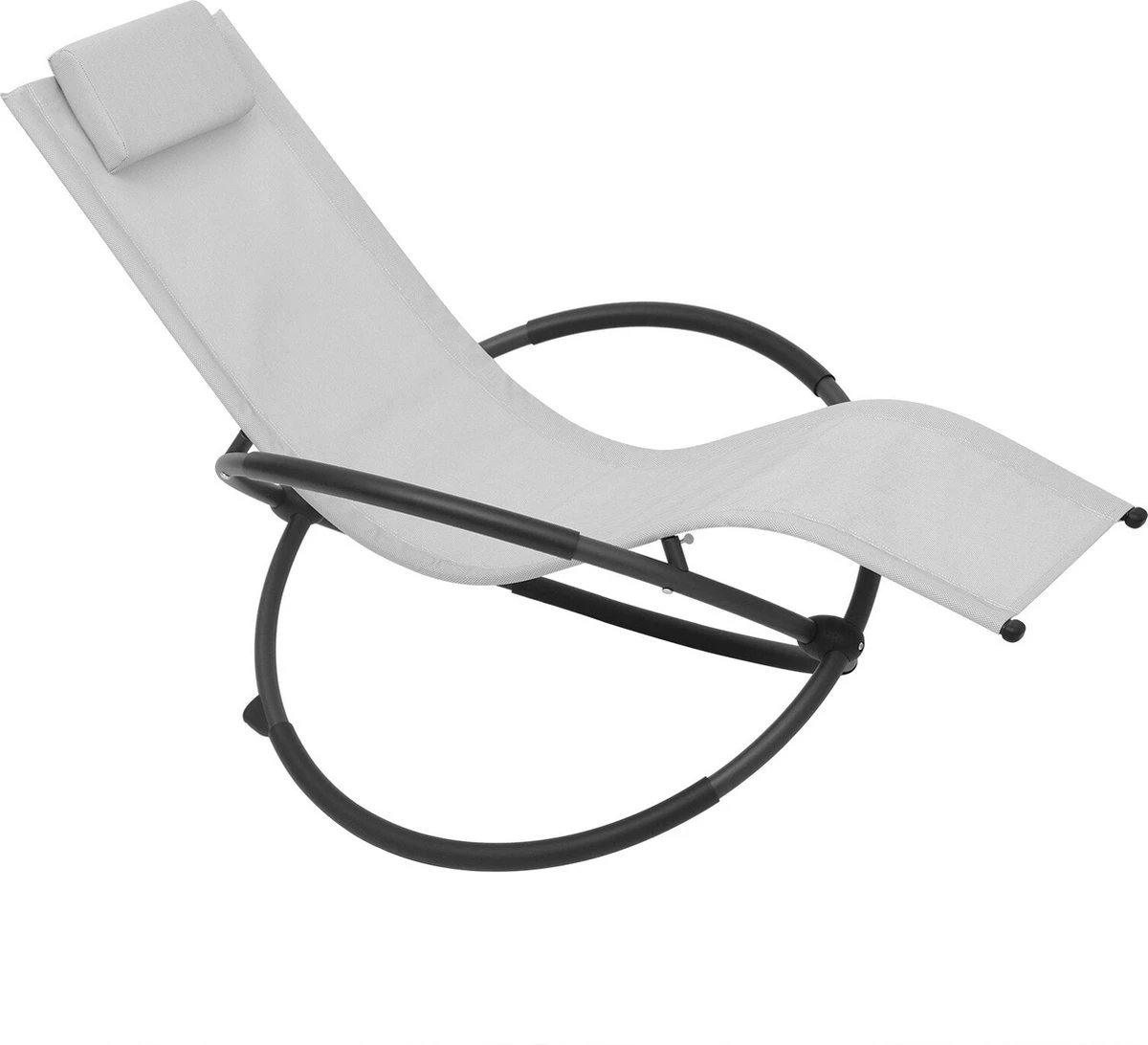 Chaise à Bascule D'extérieur Kamyra® - Chaise Longue, Chaise De Jardin, Chaise Longue - Résistant Aux Intempéries Et Confortable - 152x53x88 Cm - Gris Clair