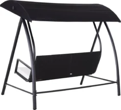 Outsunny Hollywood Balançoire Balançoire En Polyrotin Balançoire De Jardin 3 Places Avec Toit Noir 867-018 -Jardin Meubles Magasin 1200x1094
