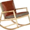 Prolenta Premium - Rocking Chair - Rocking Chair Cuir Véritable Et Bois De Manguier Massif Marron - Marron - Rocking Chair